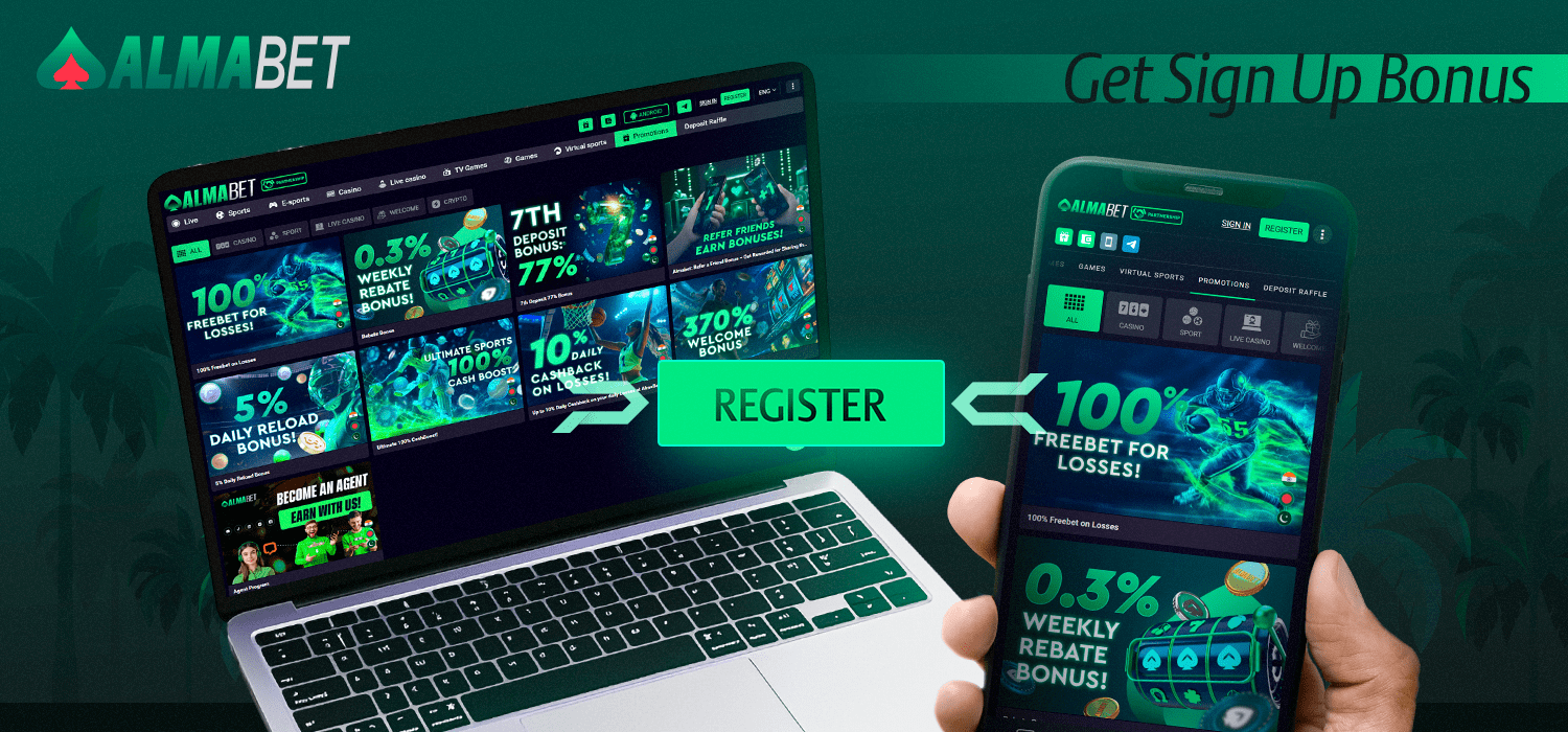 Learn some of the terms and conditions for Almabet sign-up bonuses